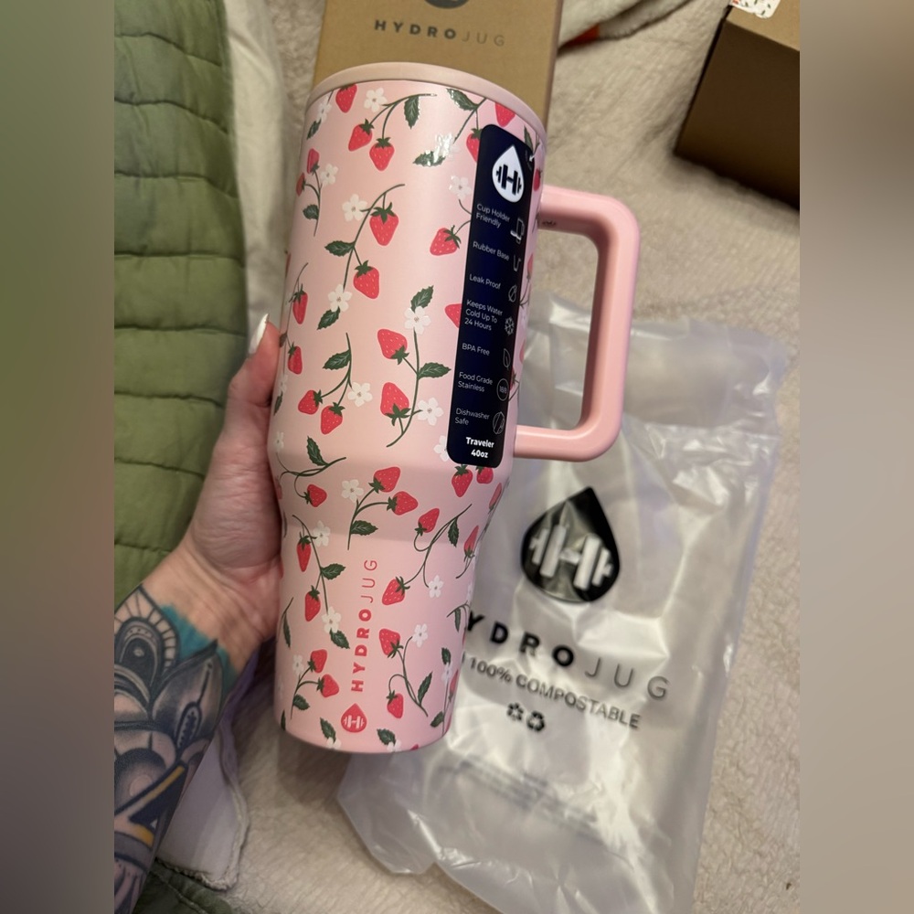 HydroJug Traveler Pink Strawberry 40oz